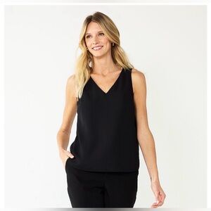 Nine West Black V-Neck Tank Top